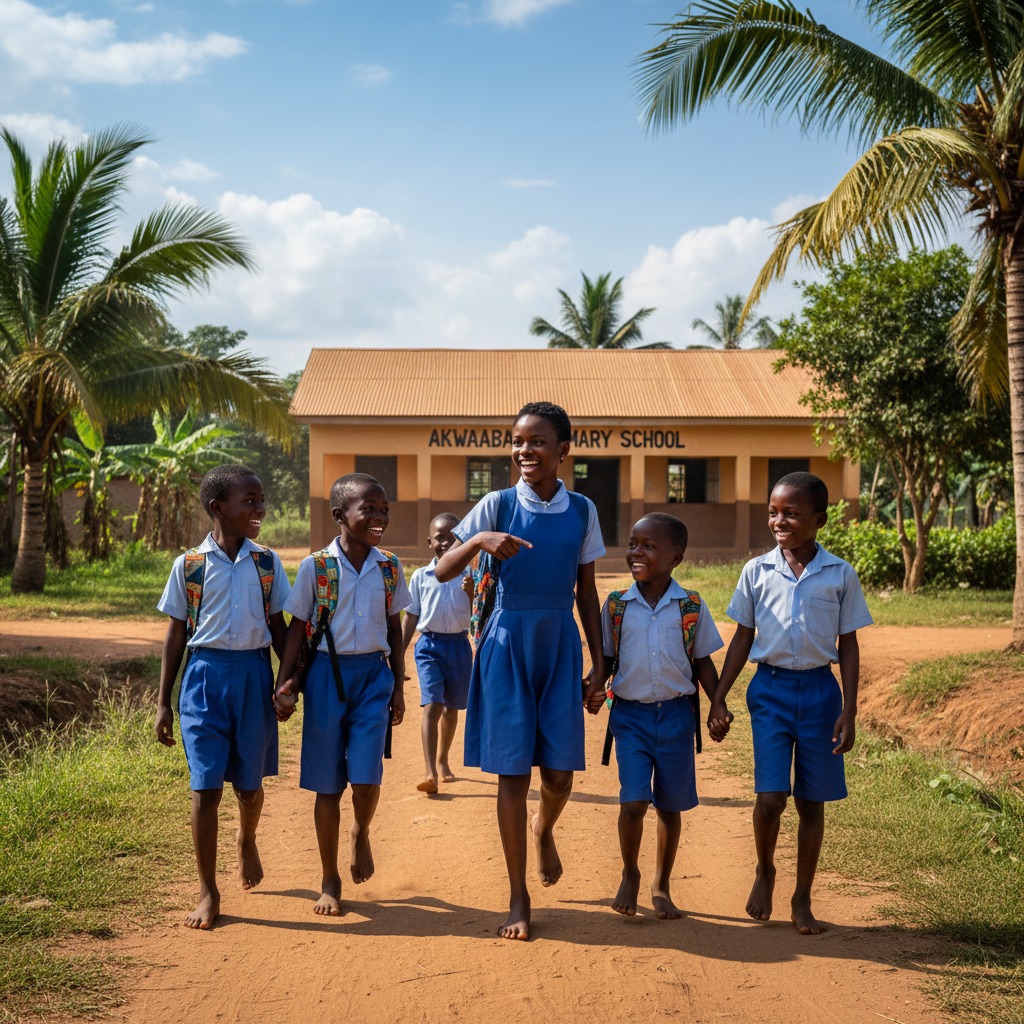 ghanaian kids going happy to school